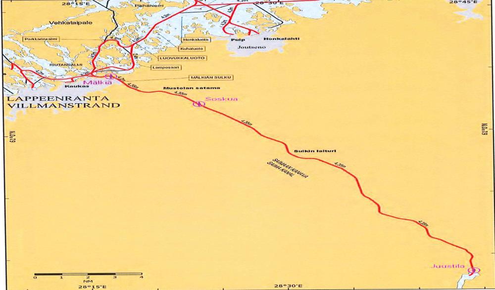 Alusliikenne tiheyden perusteella syväväylän alueet voidaan karkeasti jakaa kahteen osaan; Savonlinnan eteläpuolella alustiheys on ollut 1500-2000 alusta vuodessa ja Savonlinnan pohjoispuolisen