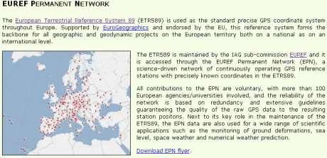 EPN http://www.epncb.oma.be/ ETRF and INSPIRE Up to the ITRF2000, each new realization of the ITRS (ITRFyy), was followed by a new realization of the ETRS89 (ETRFyy).