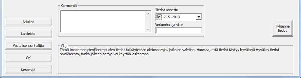 Ohjelma ilmoitti pääkeskuksen suurimmaksi kolmivaiheiseksi oikosulkuvirraksi 9,374 ka, jolloin pienimmäksi kaksivaiheiseksi oikosulkuvirraksi saadaan