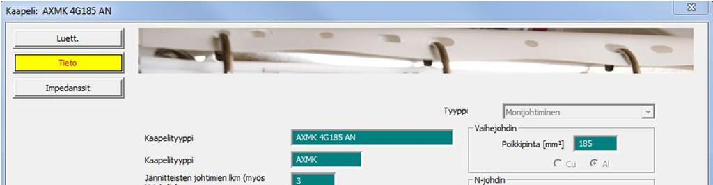 4 Kuva 4. AXMK 4G85 AN -kaapelin tiedot.