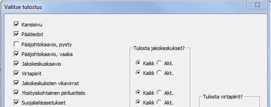 9 Kuva 6. Tulostettavien dokumenttien valintatyökalu.