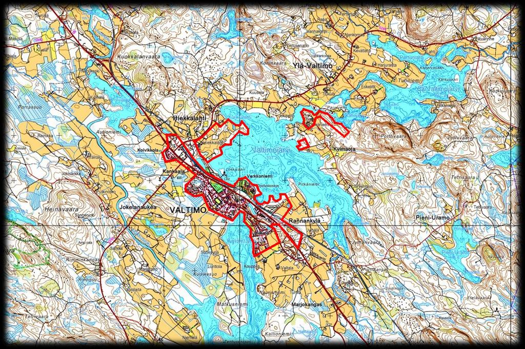 Kaava-alueet Valtimolla Hiekkalahden ranta-asemakaava