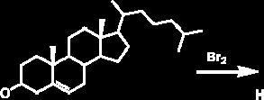 5,6-Dibromikolesteroli Reaktiomekanismi: elektrofiilinen additio kaksoissidokseen Reagenssit 1 g kolesterolia 10 ml eetteriä 5 ml 10% (w/v) Br 2 - jääetikkaliuos 5 ml etikkahappoa asetonia