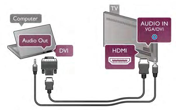 SCART-liitäntään. HDMI-liitäntä Liitä tietokone televisioon HDMI-kaapelilla.