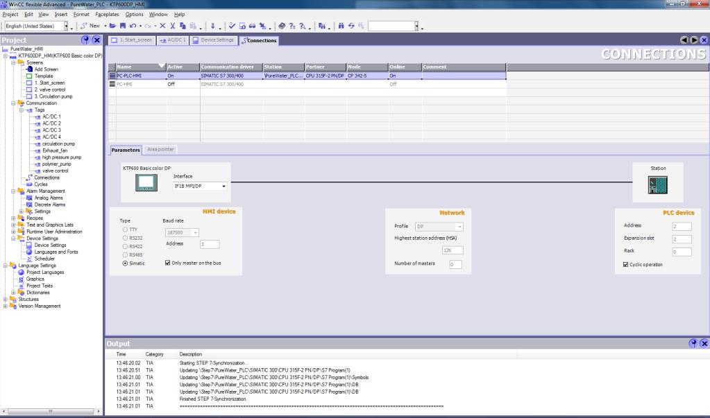 KUVA 31 WinCC-ohjelmointiympäristö (Valokuva Iiro Nevalainen) Paneelin liitetään logiikkaan Profibus-väylällä ja se konfiguroidaan ensin Step7 ohjelmassa HW Configuration alaohjelmalla.