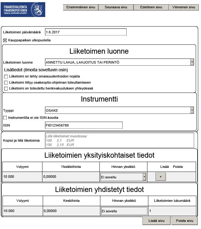 27 (42) 2.13 Lahja 2.13.1 Lahjan antaminen Johtohenkilö tai hänen lähipiiriinsä kuuluva henkilö antaa lahjaksi 10 000 kappaletta Yhtiö Oyj:n (liikkeeseenlaskija) osakkeita.