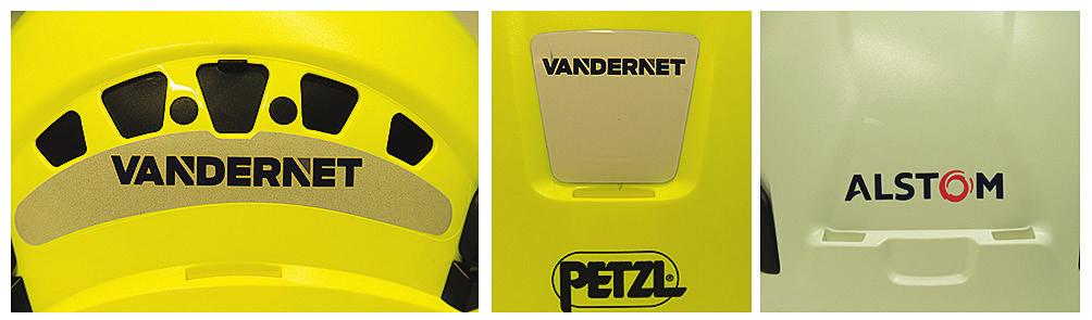 ) Kypärän rakenne PETZL-KYPÄRIEN MERKKAUS Petzl-työkypärät on mahdollista tilata yrityksen logolla varustettuna. Logon voi laittaa yhdelle tai useammalle (1-4) kypärän kiiltävälle alueelle.
