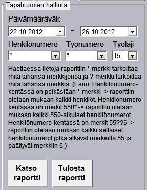 24 KUVIO 6. Esimerkkihaku tietyn työlajin työtuntiraportille Raportista kävi selkeästi ilmi tunnit, joita tietyllä työlajilla oli kirjattu viikon aikana (Kuvio 7).