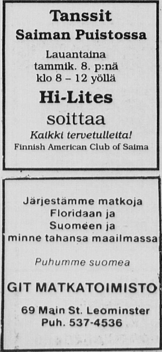 Saim an P u isto s sa. F itchburg ja ym p äristö Kirkollisia B ethcl-seurakunta U u tisp aloja V alk o isen ta lo n k u u s e s s a s u o m a la is m a llis ia k o r is te ita U.S. A rm y C o rp s of