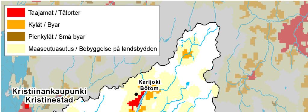 vuonna 2009 sekä ennusteet vuodelle 2025. Väestön määrän kehittymistä ei ole arvioitu vesistöaluekohtaisesti, vaan arviossa käytetään suuntaa-antavasti vesistöalueella olevien kuntien väestökehitystä.