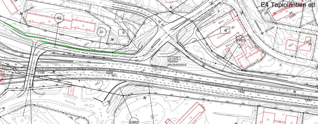 Kehä I Keilaniemen tunneli, Espoo 19 (32) Kuva 8: Tapiolantien eritasoliittymä, pohjoinen oikealla 5 KÄYTTÖ- JA TURVAJÄRJESTELMÄT 5.