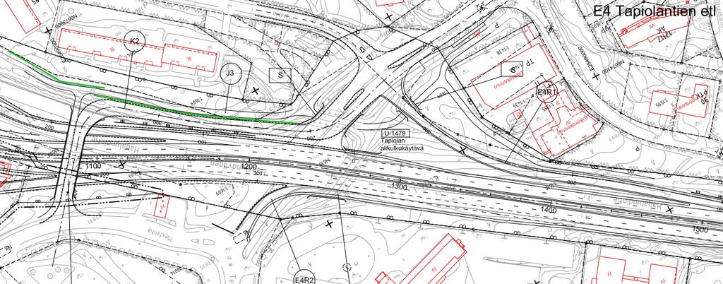 Kehä I Keilaniemen tunneli, Espoo 19 (32) Kuva 8: Tapiolantien eritasoliittymä, pohjoinen oikealla 5 KÄYTTÖ- JA TURVAJÄRJESTELMÄT 5.