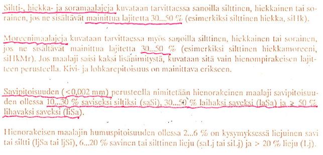 Maaperän ja maalajien kuvaus Geotekniset maakerrokset Maalajien tunnistaminen Maalajien nimitysperusteet Turve