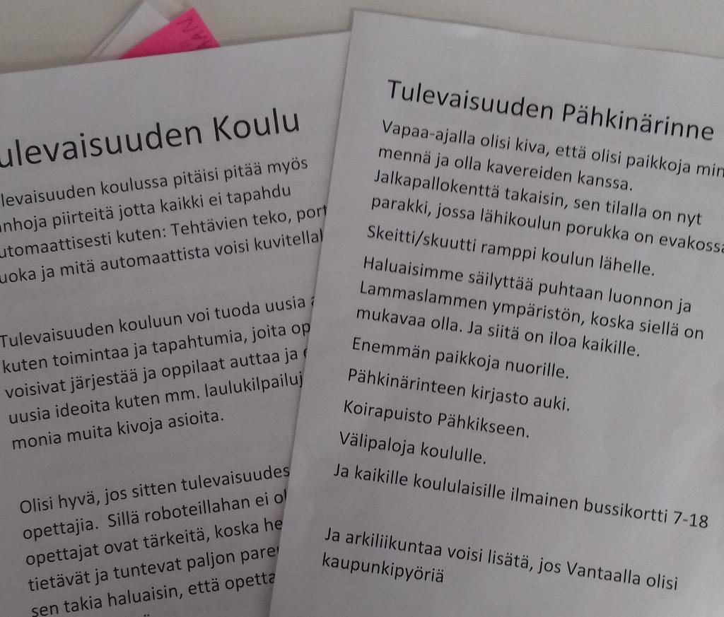 OPPILAAT IDEOIVAT TULEVAISUUDEN KOTIKAUPUNKIA Jo kymmenen vuoden ajan Vantaalla on järjestetty keväisin lasten ja nuorten Vaikuttajapäivä.