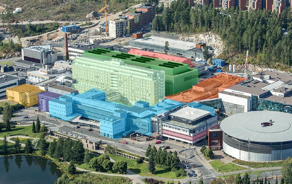 Masterplan hankekartta Puretaan 2025 Auditoriorakennus 2025 Uusi sydän vuodeosastojen peruskorjaus