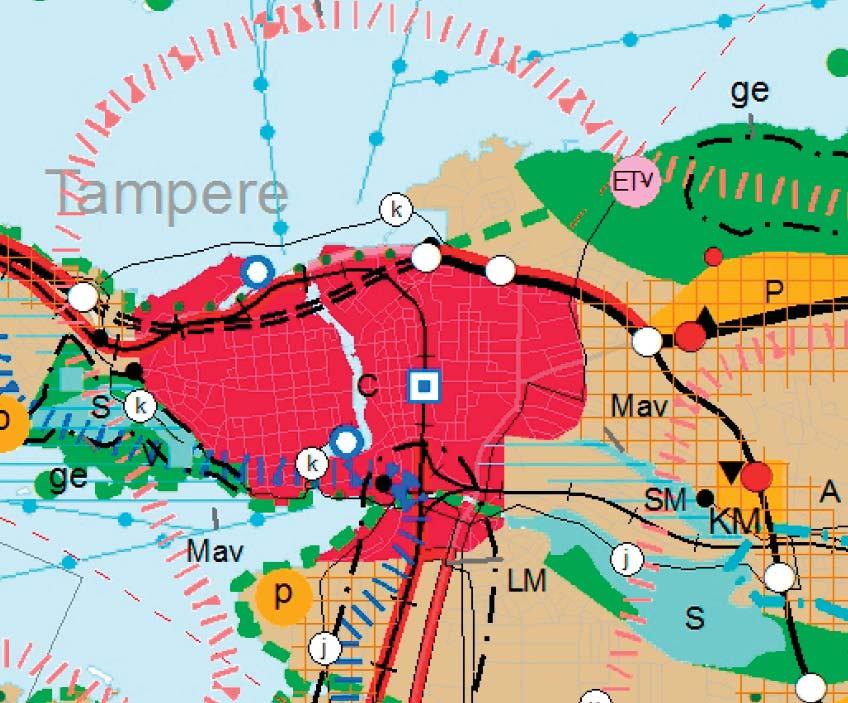 2.2 Suunni elu lanne 2.2.1 Pirkanmaan 1. maakuntakaava Tampereen ja keskustan alueella on voimassa Pirkanmaan 1. maakuntakaava, joka on vahviste u ympäristöministeriössä 2007.