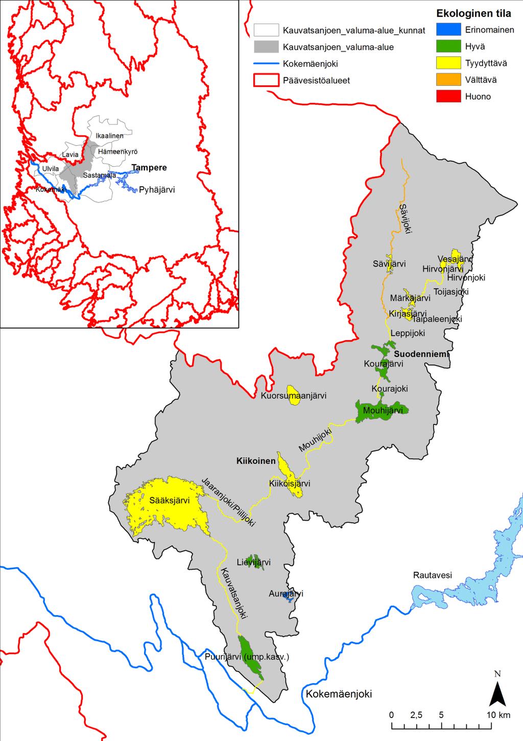 Vesistöjen ekologinen tila Sääksjärvi, Kiikoisjärvi ja latvajärvet tyydyttävässä tilassa