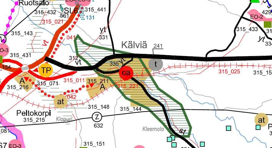 3.2 Suunnittelutilanne 3.2.1 Kaava-aluetta koskevat suunnitelmat, päätökset ja selvitykset MAAKUNTAKAAVA Keski-Pohjanmaan vahvistettujen maakuntakaavojen yhdistelmässä (ote alla) kaava-alue on