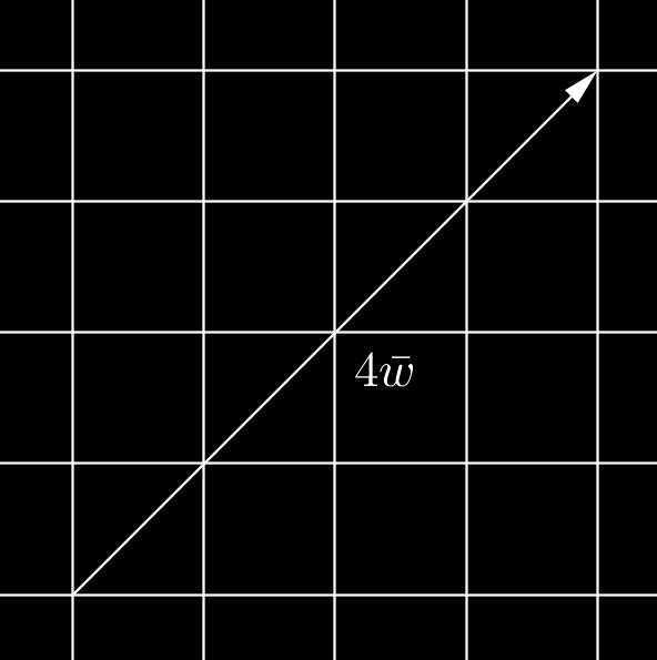 43 a) Vektori 4w on 4 kertaa niin pitkä