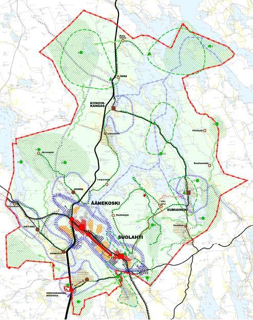 5 Rakennemallit Keski-Suomen kuntiin on laadittu useita rakennemallityyppisiä maankäytön suunnitelmia. Ensimmäinen laadittiin Äänekoskelle 2008 nimellä Rakenneyleiskaava 2016.