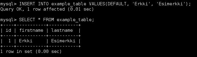 17 MySQL-tietokannasta dataa haetaan, poistetaan ja päivitetään kyselyiden avulla (kuva 12). Kysely muodostuu funktiosta, taulun tiedosta ja parametreistä.