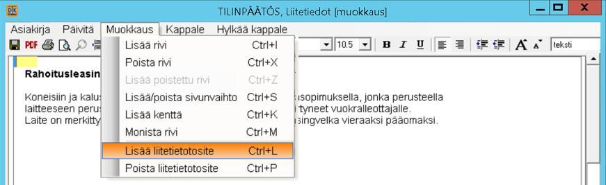 TILINPÄÄTÖS - LIITETIETOTOSITTEET Tilinpäätös -