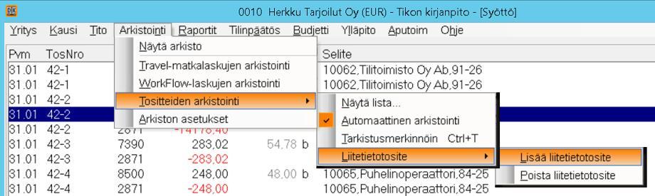 Arkistointi Tositteiden arkistointi