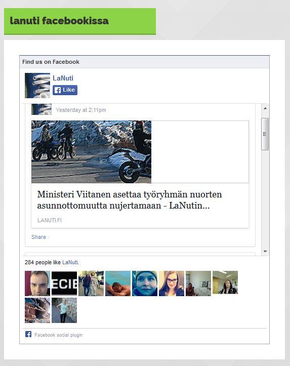 Facebook LikeBox sivupohja Sisältöä