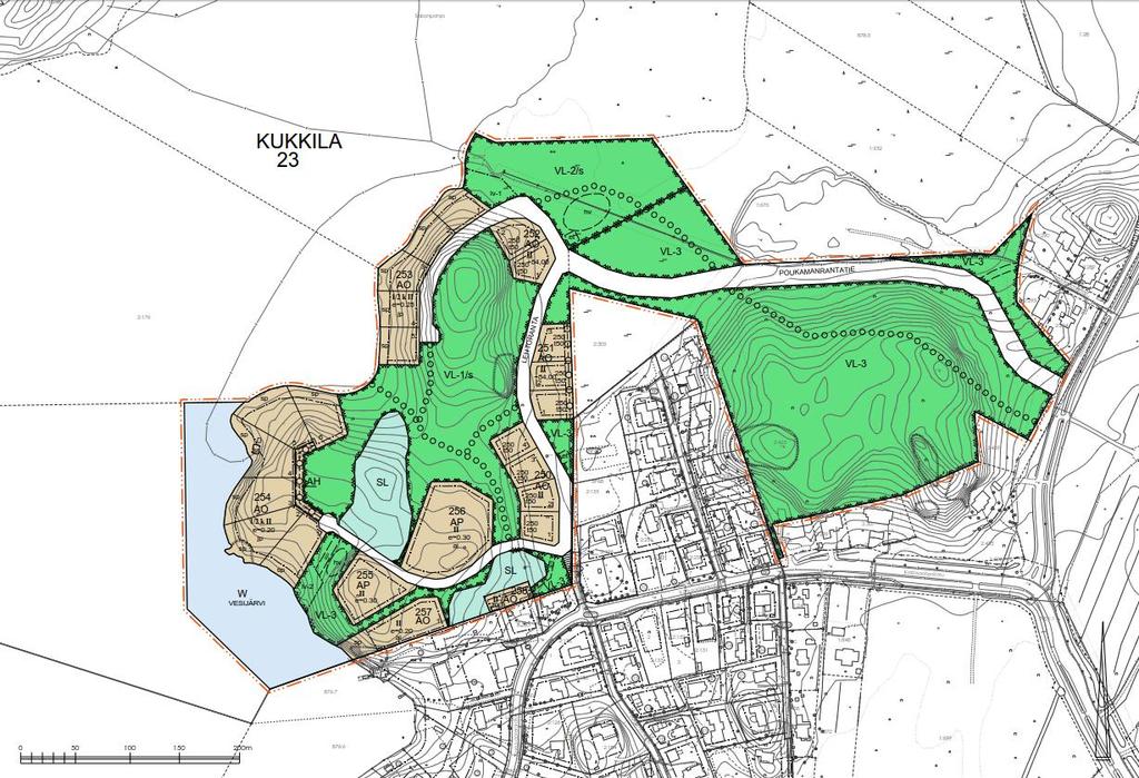 RAIKKOSEN KATUYHTEYS 2 Kuva 2. Alustava kaavaehdotus [Hollolan kunta 2.12.2016] 2.3 Suunnittelualueen kuvaus Alueen maanpinnan korkeusasema vaihtelee välillä +83.00 - +102.90.