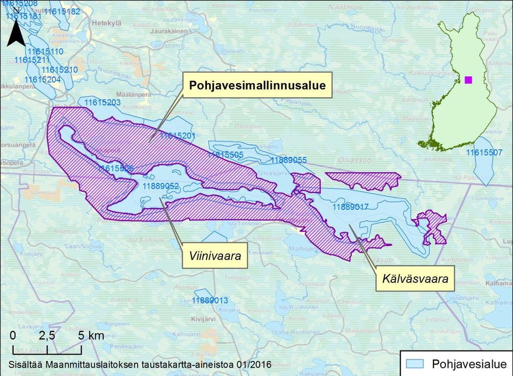 3 Kuva 2-1 Viinivaara-Kälväsvaaran pohjavesialueen ja pohjavesimallinnusalueen sijanti. 2.2 Hydrologiset piirteet 2.2.1 Nuorittajoki Nuorittajoen valuma-alueen pinta-ala on 1 136 km 2 ja järvisyys 2,2 % (Ekholm ).