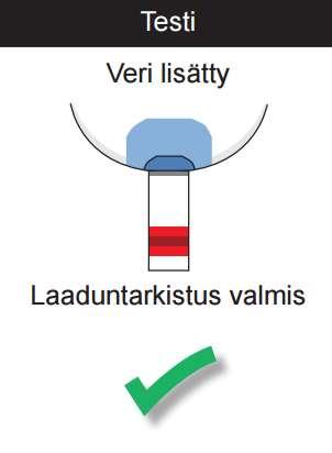 2. Aseta ensimmäinen veripisara testiliuskalle 15 sekunnin kuluessa pistosta