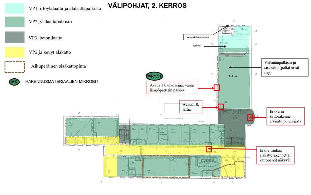 Välipohjarakenteiden sijaintikaavio 2.