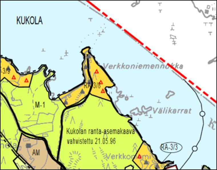 Yleiskaavassa alue on osoitettu RA-3 alueeksi (Rantakaavoitettu