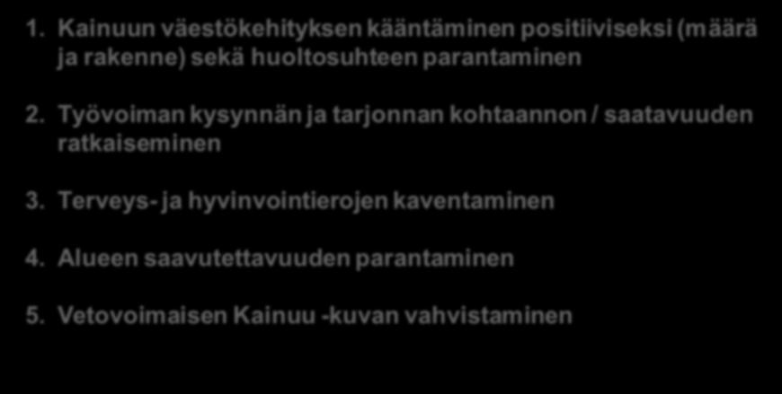 parantaminen 2. Työvoiman kysynnän ja tarjonnan kohtaannon / saatavuuden ratkaiseminen 3.