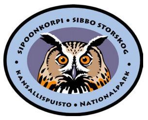 4 Sipoonkorven kansallispuisto Kuvio 2. Sipoonkorven logo (Metsähallitus.) Sipoonkorven kansallispuiston tunnuseläin on huuhkaja, joka esiintyy Sipoonkorven kansallispuiston logossa (kuvio 2).