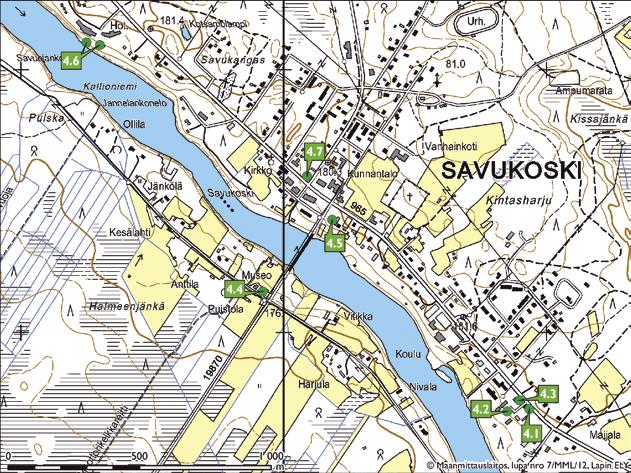 Kartta 9. Savukosken kirkonkylän kohteet Esiteltävät kohteet 4.1 Vanha kunnantalo 4.2 Terveystalo 4.