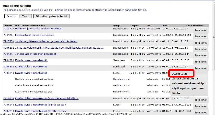 Vahvista niiden opiskelijoiden ilmoittautumiset, joille haluat antaa arvosanan.