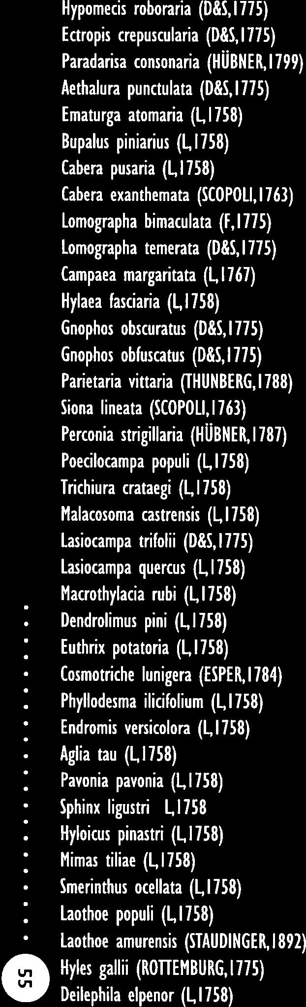 Ahv. T-P Uusimaa Kymi Häme Mikkeli Vaasa K-S Kuopio P-K Oulu Lappi Hypomecis roboraria (D&5,1775) 1/3 3/12 6/24 7/177 3/5 8 Ectropis crepuscularia (D&S,1775) 5/75 7/147 6/135 4/?