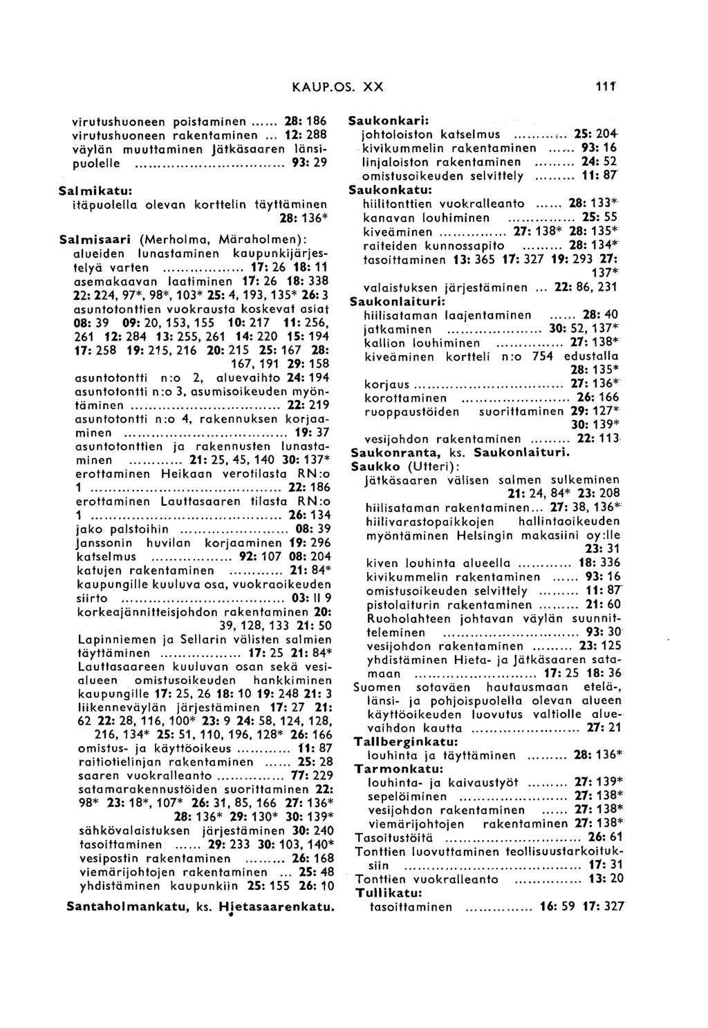 KAUP.OS. XIV 111 virutushuoneen poistaminen 28: 186 virutushuoneen rakentaminen.