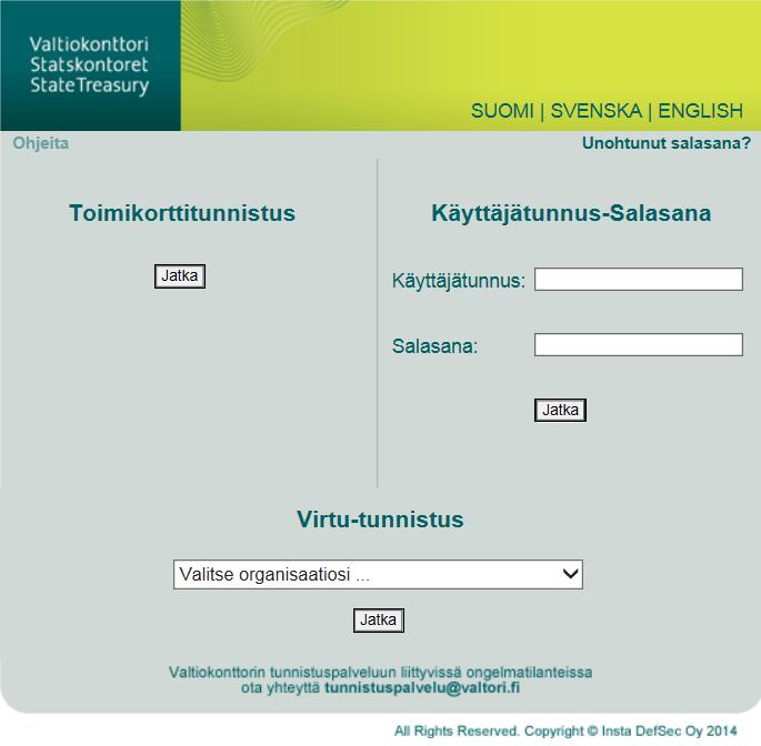 14 (21) 4 TAHTIIN KIRJAUTUMINEN Kirjautuminen Tahtiin tapahtuu Valtiokonttorin tunnistuspalvelun kautta.