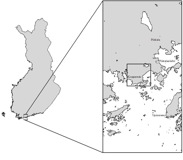 3 2 KOPPARNÄSIN TUTKIMUSALUE Vuonna 2004 suoritettiin hydrogeologisia tutkimuksia Kopparnäsin alueella.