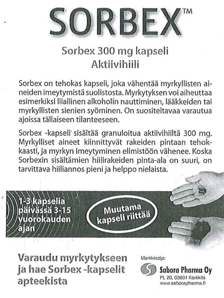annos aikuiselle 50 g ja lapselle 1