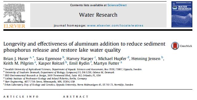 Inland Waters Alumiinikloridin ja Phoslockin vaikutuksia, toimivuutta ja