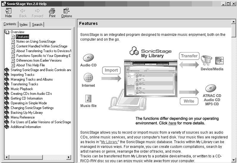 Tallentimen käyttö tietokoneeseen kytkettynä Laitteen mukana toimitetun SonicStage-ohjelmiston avulla voit siirtää äänidataa tallentimen ja tietokoneen välillä.
