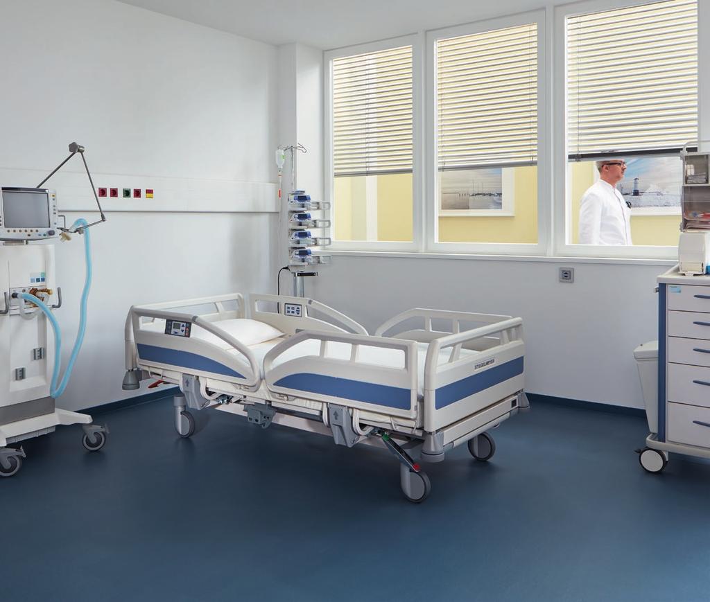 Evario vaativiin käyttöympäristöihin muuntuva sairaalasänky Tekniikka, design, laatu Koneellinen puhdistus 5.