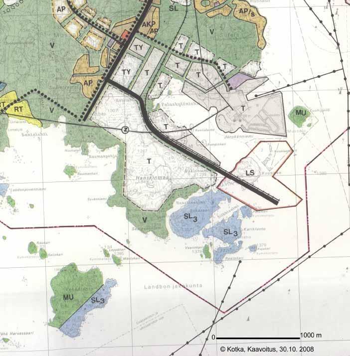 Ympäristövaikutusten arviointiselostus, Mussalo 43 (118) Kuva 13. Ote Kotkan yleiskaavasta ja siinä Mussalon voimalaitosalueelle osoitettu maankäyttö (T-alue).