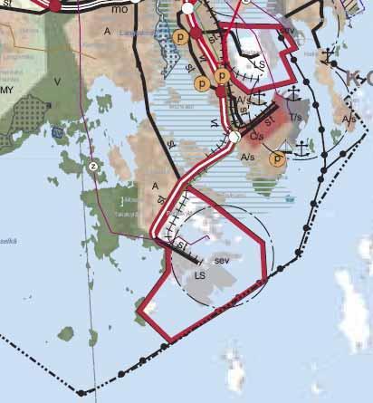 Ympäristövaikutusten arviointiselostus, Mussalo 45 (118) Kuva 15. Ote Kymenlaakson maakuntakaavasta Taajamat ja niiden ympäristöt ja siinä Mussalon voimalaitosalueelle osoitettu maankäyttö (LS-alue).