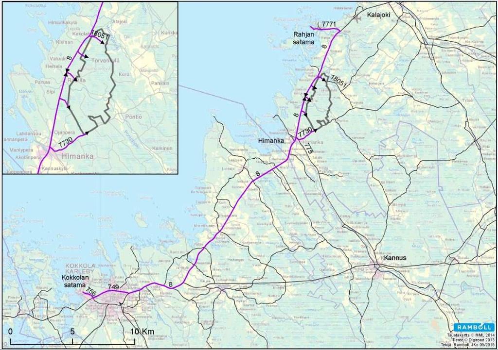 YMPÄRISTÖVAIKUTUSTEN ARVIOINTISELOSTUS 264 / 330 lähtökohtaisesti erikoiskuljetusten ja muiden raskaiden kuljetusten tarpeisiin myös sateisimpina vuodenaikoina.