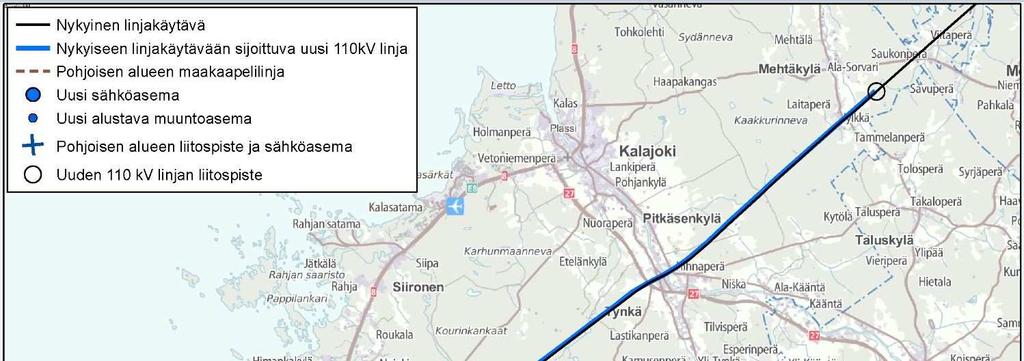 YMPÄRISTÖVAIKUTUSTEN ARVIOINTISELOSTUS 279 / 330 Eteläiseltä alueelta (SABA Tuuli Oy) sähkönsiirto hoidettaisiin sisäisen sähköaseman kautta olemassa olevaan Fingridin kantaverkkoon suoraan