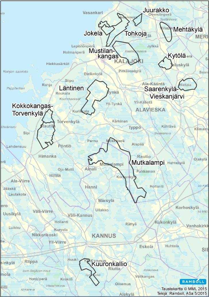 YMPÄRISTÖVAIKUTUSTEN ARVIOINTISELOSTUS 298 / 330 Mustilankangas, Kalajoki: TuuliWatti Oy on käynnistänyt 22 voimalan rakentamisen alueelle. Voimaloiden yksikköteho on 3,3 MW ja kokonaisteho 73 MW.